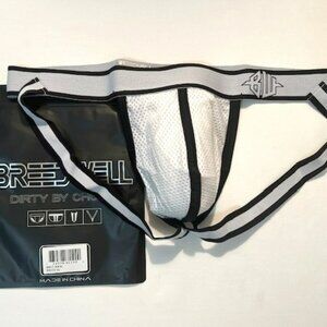 BREEDWELL BRUT Nylon Mesh Athletic Supporter - White/Black/White - Jockstrap